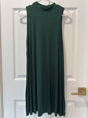 Topshop Dark Green Sleeveless Mock-Neck Swing Dress, Size 8